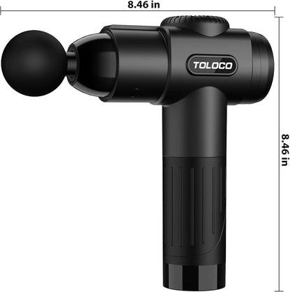 TOLOCO Massage Gun, Deep Tissue Back Massage for Athletes for Pain Relief, Percussion Massager with 10 Massages Heads & Silent Brushless Motor, Relaxation Gifts for Men Women, Black