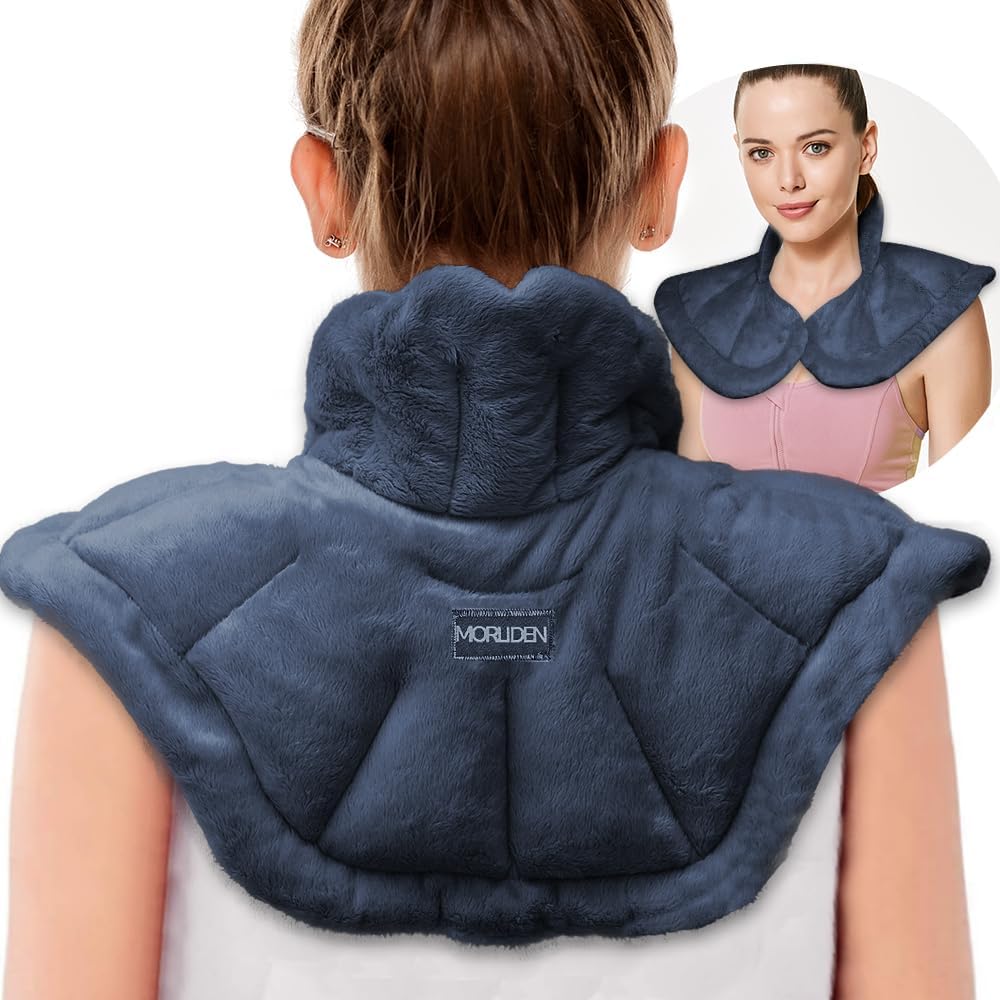MORLIDEN Microwavable Heated Neck Wrap Warmer and Shoulder Weighted Heating Pad Microwave for Hot and Cold Compress - Purple