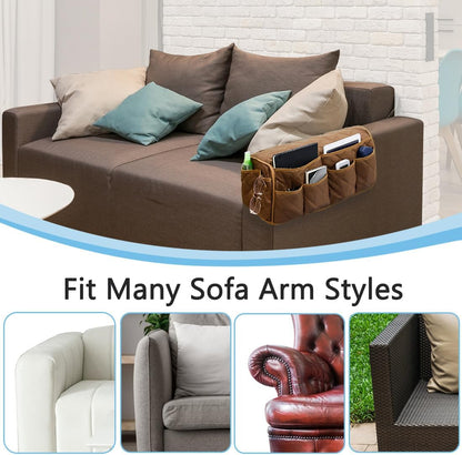 Remote Control Holder for Armchair, Armchair Caddy TV Remote Holder for Recline 14 Pockets, Non-Slip Remote Caddy Couch Caddy Organizer for TV Remote, Phone, Magazine (Brown)