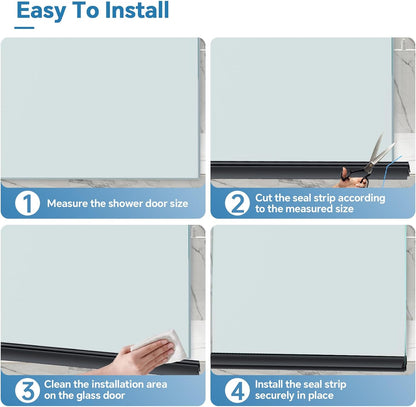 Shower Door Bottom Seal Strip, 2PCS Seal Strip, Ultra Clear PVC, 36" Length, Fits 6mm Thick Glass, Prevents Leaks, Easy Installation, No Adhesive Required (Ultra Clear, 36in for 1/4"(6mm) Door)