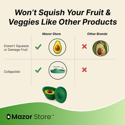 Avocado Saver | Avocado Keeper – Collapsible with Lid, Reusable, and Keeps Food Fresh - Multi-Use Fruit and Vegetables Saver, XL Half-Cut Container Storage for Fridge