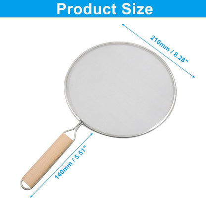 8-Inch Stainless Steel Splatter Screen with Handle | Ultra Fine Mesh, Splatter Guard, Cooking Protector, For Frying/Kitchen Use