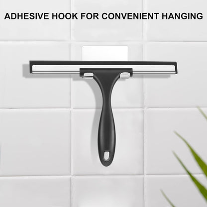 SetSail Squeegee for Shower Glass Door, 10 Inches, Black | Stainless Steel Shower Squeegee for Glass Doors, All-Purpose Window Squeegee for Shower Mirror Bathroom Car Window Cleaning