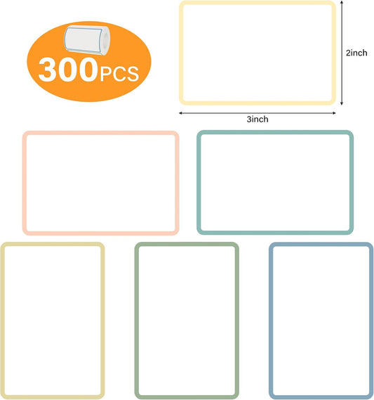 300 Pcs 2×3 Inch Blank Removable Freezer Labels, Waterproof, Oil & Tear Resistant, No Residue Writable Stickers for Food Containers, Jars, Pantry and Meal Prep (Bright)