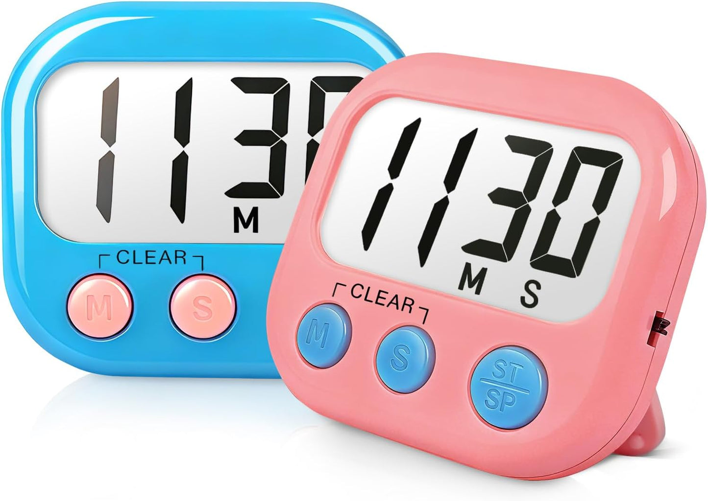 AOUCE Digital Timer for Kids Classroom Timers for Teacher 2 Pack Blue Green | Large Screen, Strong Magnetic, Loud Alarm, Countdown, Pomorodo, Stopwatch, Kitchen Timers for Cooking, Teacher Supplies