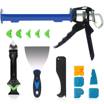 Silicone Caulking Tool,5 in1 caulk remover tool with Grout Scraper,caulking tool kit，Adhesive Residue Scraper Seam Repair Tool Kit for Kitchen Bathroom