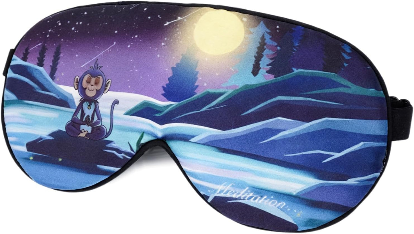 ALASKA BEAR Wraparound Style Organic Cotton Eye Mask with Padded Nose, Big Wide Headband and Large Coverage Ear Muff Sleeping Mask with Bottom Flap for Full Blackout, Dark Grey