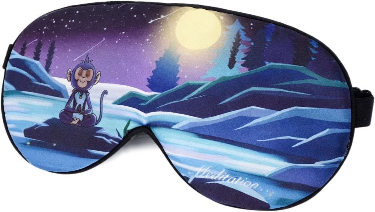 ALASKA BEAR Wraparound Style Organic Cotton Eye Mask with Padded Nose, Big Wide Headband and Large Coverage Ear Muff Sleeping Mask with Bottom Flap for Full Blackout, Dark Grey