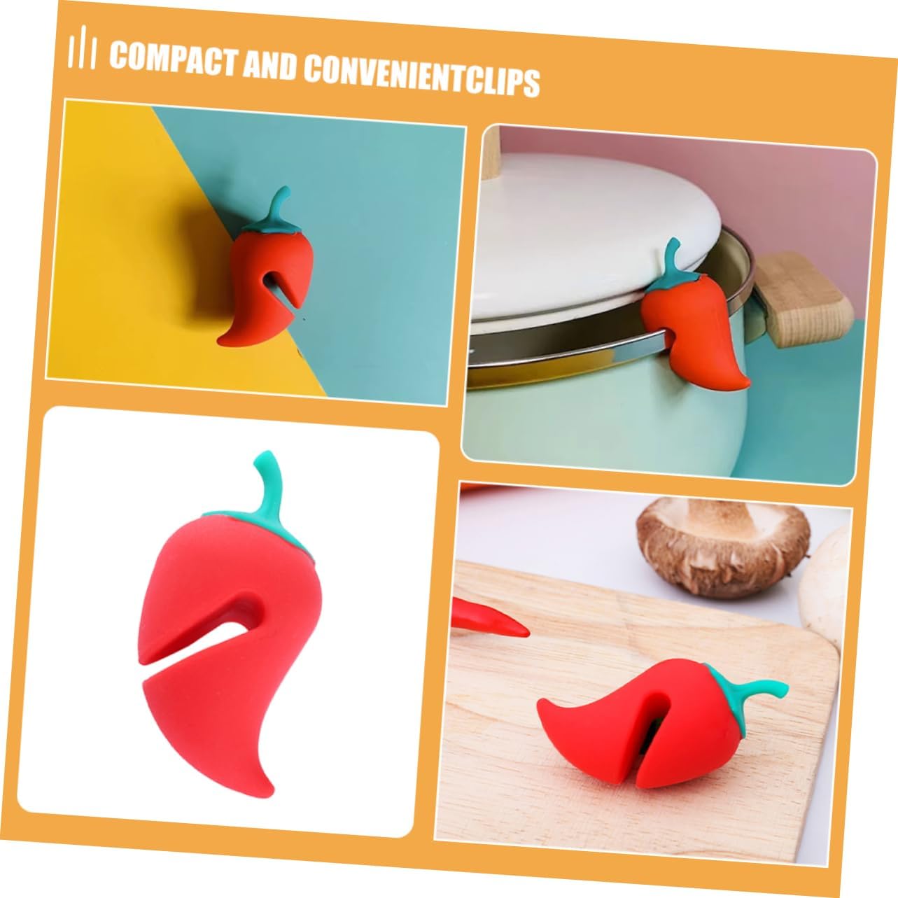Cabilock 4pcs Silicone Spill Stopper Pot Lid Riser Clips Heat Resistant Lid Lifter for Cooking Pots Anti-Overflow Kitchen Gadget Suitable for Soup Chili and Steaming