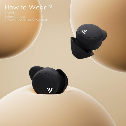 Sleep earplugs for Side Sleepers, Mini Invisible Wireless Bluetooth 5.3 Micro Sleep Noise Cancelling Headphones, Invisible earplugs for Small Ears Sleep, Exercise, Work, Hiking（Black）