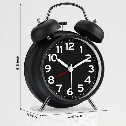 AKCISOT Loud Alarm Clock for Heavy Deep Sleepers,3 Inches Analog Metal Twin Bell Clocks Battery Operated with Backlight for Bedroom Bseide, Old Fashioned for Desk Home Decoration (Blue)