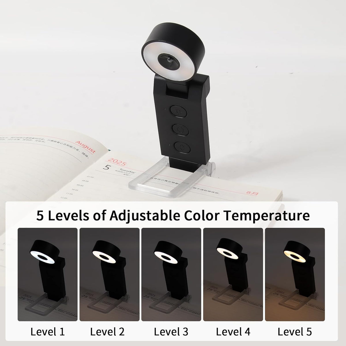 Rechargeable Book Light, Clip-On LED Reading Light, Eye-Caring