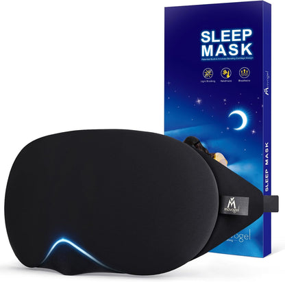 Mavogel Cotton Sleep Eye Mask, Light Blocking with Adjustable Nose Bridge | Updated Design, Soft and Comfortable Night Eye Mask for Men Women, Eye Blinder for Shift Work, Includes Travel Pouch, Grey