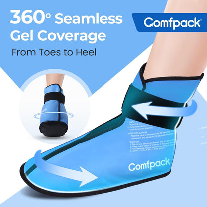 Comfpack Large Foot Ice Pack Wrap for Full Foot Ankle Pain Relief, Long Lasting Cold Ice Boot for Swelling After Surgery, Sore Feet, Broken Foot, Plantar Fasciitis, Gout, Bunion