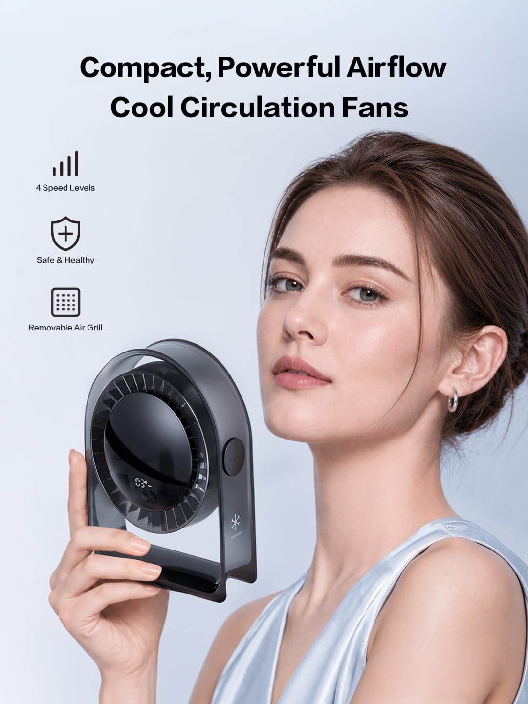 2026 Quiet USB Desk Fan,4 Speeds, 120°Tilt, table Fan for bed & Office