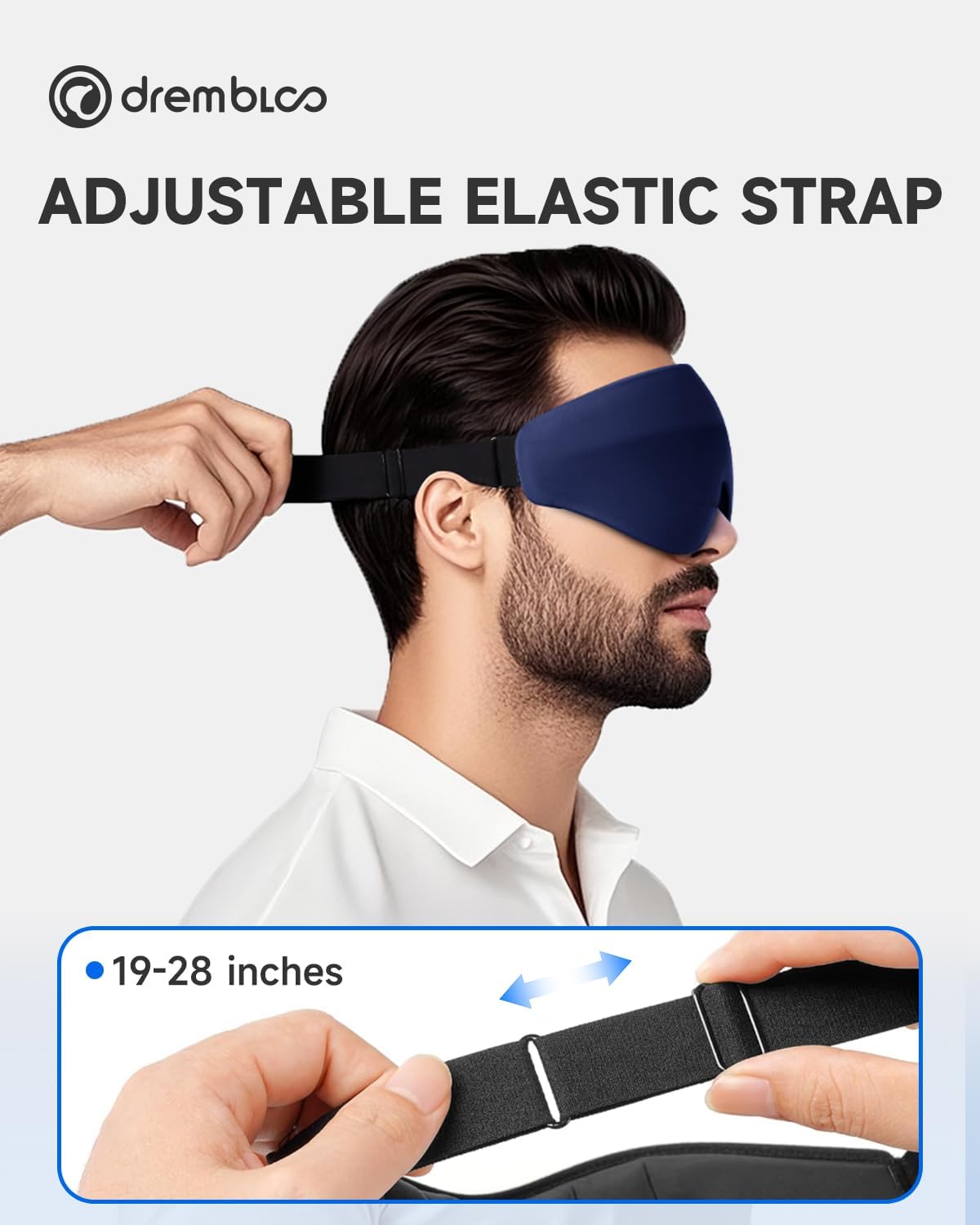 Sleep Mask for Side Sleeper Men Women, 100% Light Blocking Eye Mask for Lash Extensions, Soft 3D Contoured Zero Pressure Blindfold Sleeping Masks for Travel, Breathable Adjustable Eye Cover, Navy