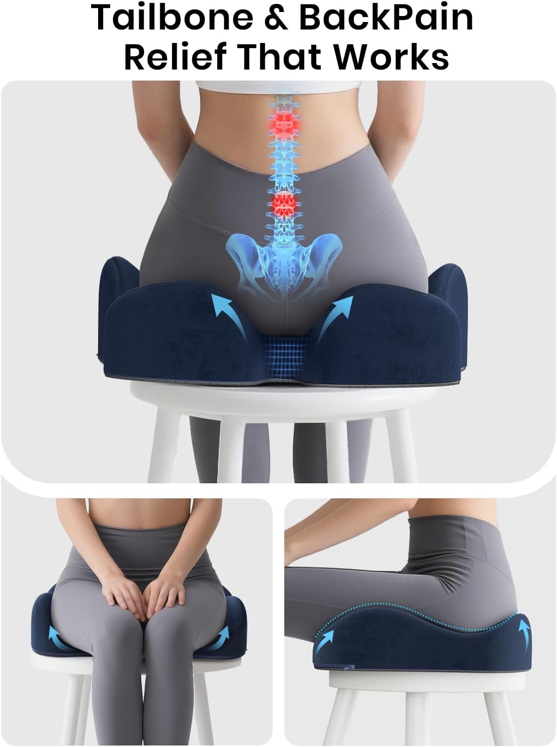 Benazcap Seat Cushion - Memory Foam Car Seat Pad - Sciatica & Lower Back Pain Relief - Car Seat Cushions for Driving - Road Trip Essentials for Drivers, Green