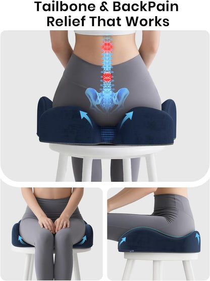 Benazcap Seat Cushion - Memory Foam Car Seat Pad - Sciatica & Lower Back Pain Relief - Car Seat Cushions for Driving - Road Trip Essentials for Drivers, Green