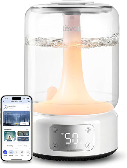 Levoit Humidifiers for Bedroom Large Room, 6L, 60H Runtime, 26dB, Smart App