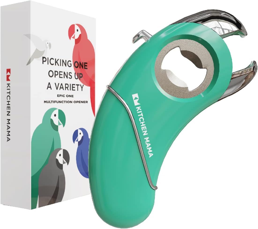 Kitchen Mama Epic One Multifunction Opener, Teal | Magnetic Bottle Opener, Beer Soda Opener, Effortless Jar Lid Opener, For Seniors and Elderly with Weak Hands and Arthritis