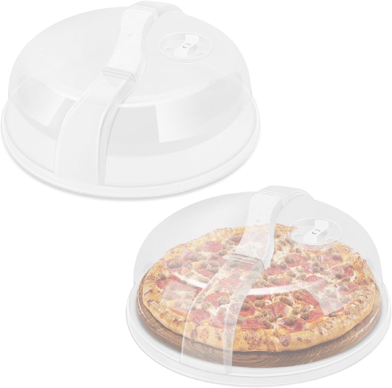 Flexzion 10.5 Inch Microwave Splatter Cover - BPA-Free Anti-Splatter Microwave Cover with Adjustable Steam Vent, Dishwasher Safe, Transparent Plastic Food Covers for Microwave Cooking | Transparent Dishwasher-Safe Plate Cover with Adjustable Steam Vent