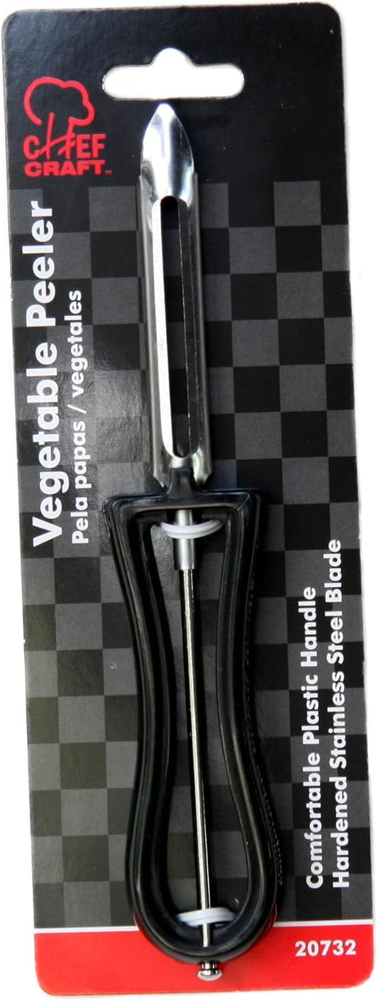 Chef Craft Classic Stainless Steel Blade Vegetable Peeler, 6 inches in length 2 piece set, Black