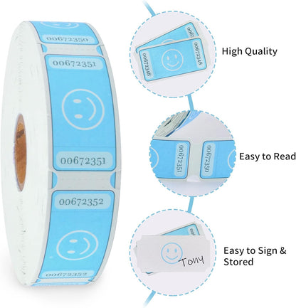 L LIKED Smile Raffle Tickets Roll 1"x2" for Events 1000 Pink | Smile Face Design, Perforated with Consecutive Numbers, Great for Entry, Class Reward & Fundraiser