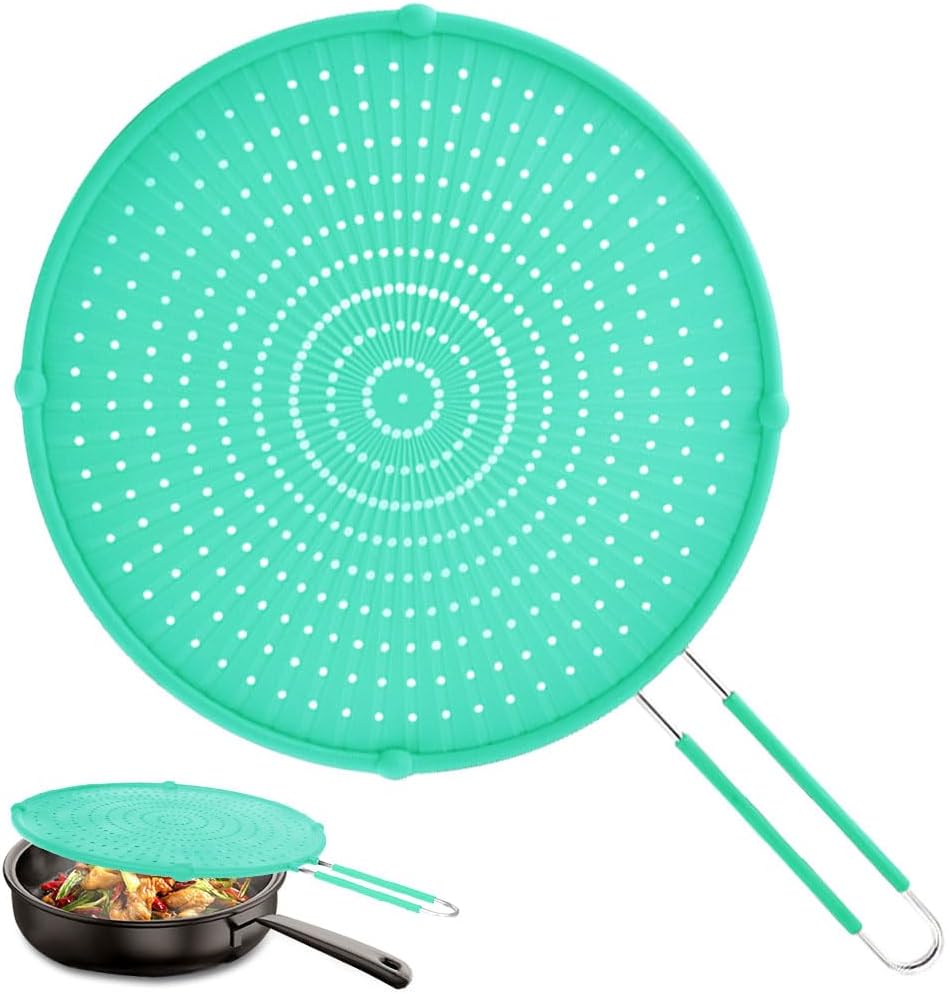 Silicone Splatter Screen for Frying Pan,Grease Splatter Guard,Heat-Resistant Splatter Guards for Cooking,Dishwasher Safe (9.8", 11.4", 13")