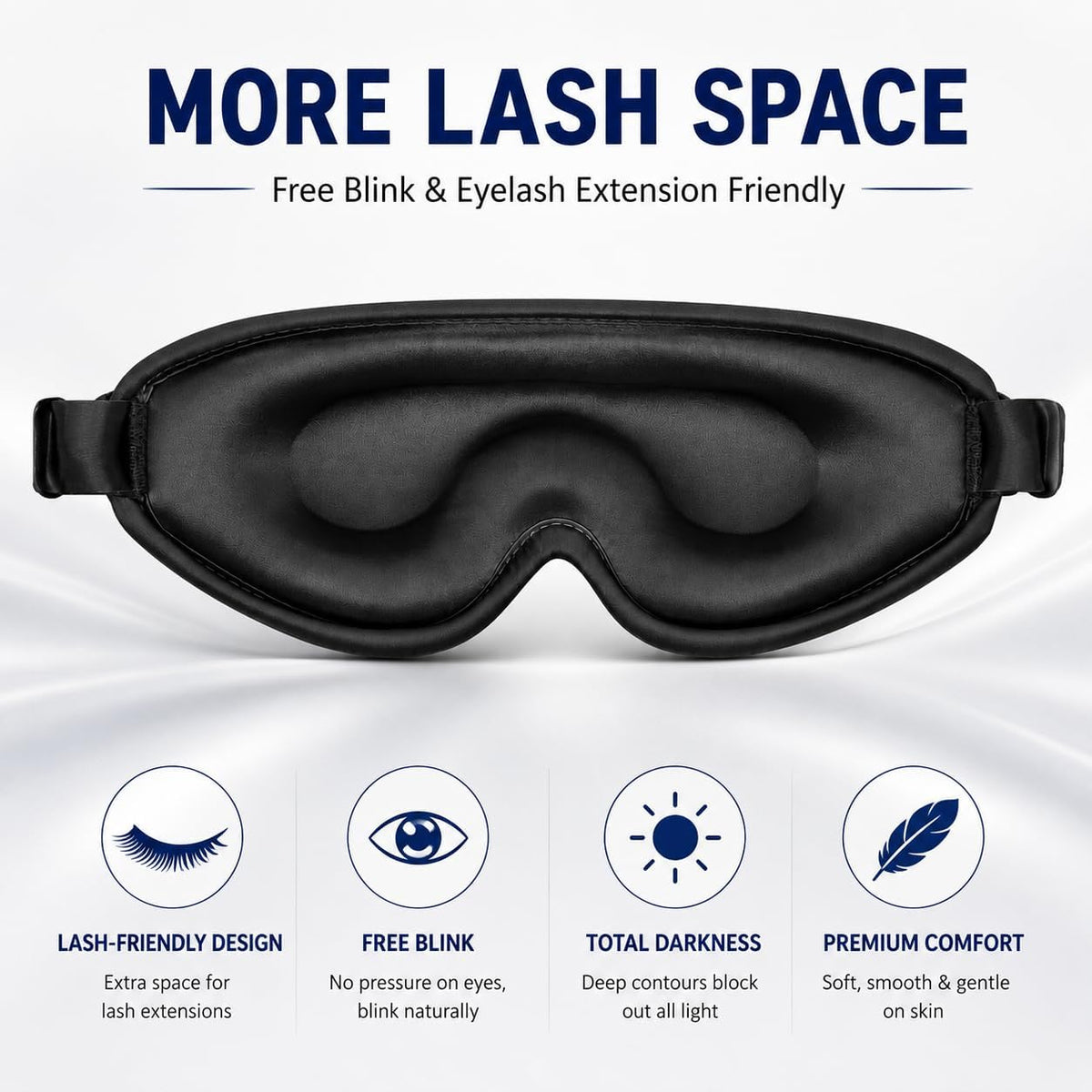 ALASKA BEAR Wraparound Style Organic Cotton Eye Mask with Padded Nose, Big Wide Headband and Large Coverage Ear Muff Sleeping Mask with Bottom Flap for Full Blackout, Dark Grey