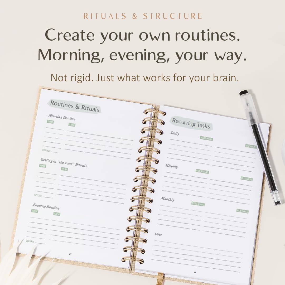 The ADHD Planner for Adults - Undated Daily & Weekly ADHD Journal for Disorganized People, 90 Days - Habit Tracker, Record Emotions & Mood - Academic Goals - Structure & Focus for Adults Brains