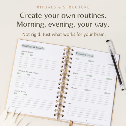 The ADHD Planner for Adults - Undated Daily & Weekly ADHD Journal for Disorganized People, 90 Days - Habit Tracker, Record Emotions & Mood - Academic Goals - Structure & Focus for Adults Brains