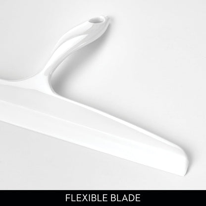 iDesign Plastic Bath Squeegee for Glass with Suction Hook Holder – 12", Clear