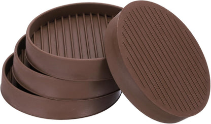 PATIKIL 4 Inch Rubber Furniture Pads, 4 Pack Non-Slip Furniture Coasters Round Anti Skid Caster Cups Furniture Feet Cup Floor Protectors for Bed Couch Stoppers, Brown