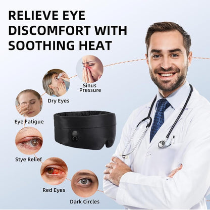 HomeBeyond Heated Eye Mask, Cordless Rechargeable 4 Heat Levels 4-Level Timing Washable Cover, Sleep Masks for Eye Relief, Improved Sleep