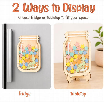 Reward Jar Potty Training Chart, Behavior Chart for Kids Classroom Must | Personalized Wooden And Acrylic Reward Jar For Chores, Home, Fridge, School Teacher Supplies, Includes Marker And Stand
