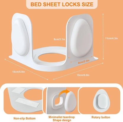 Bed Sheet Holders for Corners: Fitted Bed Sheet Holders with 4 Pack Twist-Cap Clips Keep Sheets Tight Heavy-Duty Grippers Quick Install