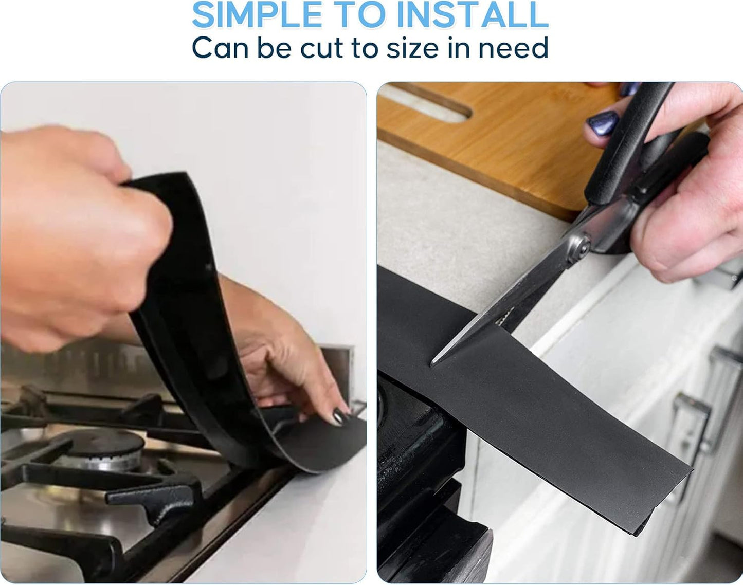 Silicone Stove Counter Gap Cover, 25 inch Kitchen Gap Filler Cover, Black | Black, 63cm/25", Heat Resistant, Machine Washable, Cuttable, Oven Gap Seals Spills Strip for Stovetop and Countertop