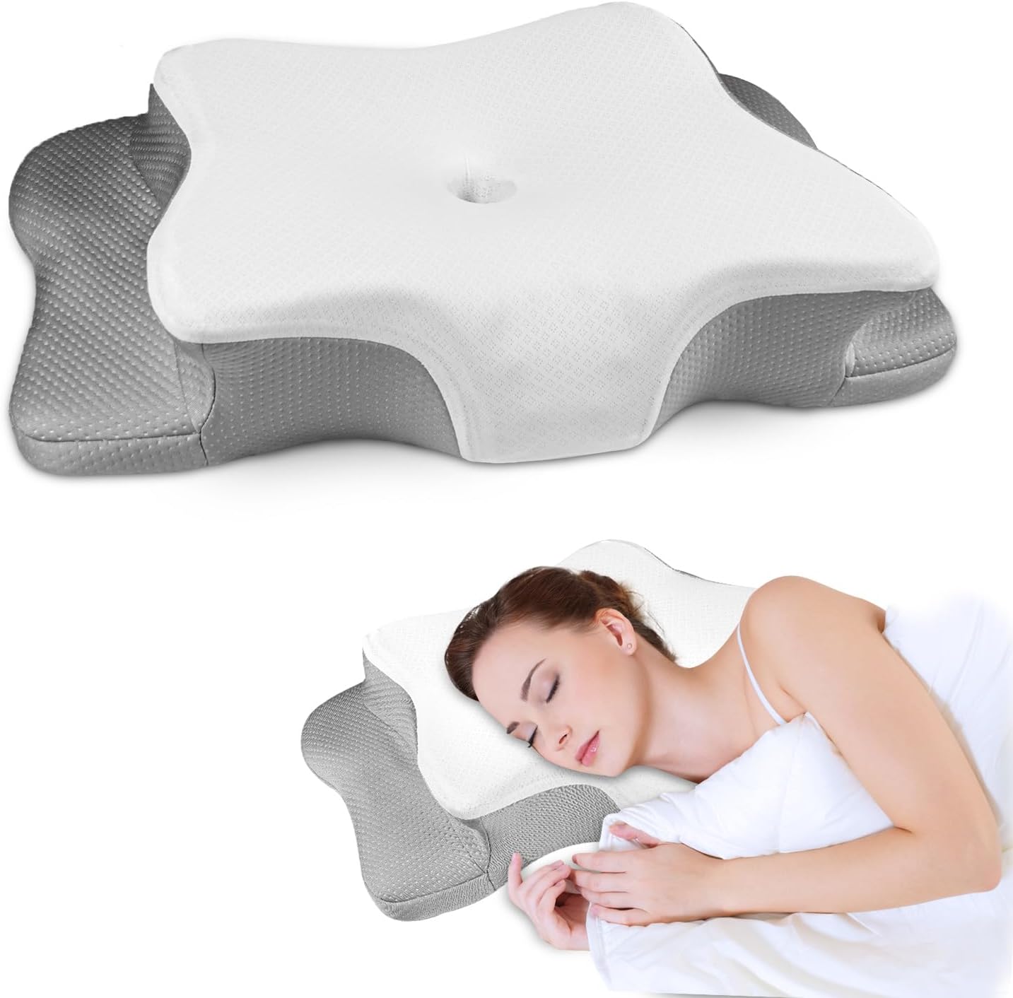 Pain Relief Cervical Pillow for Neck Support, Adjustable Ergonomic Pillow | Cozy Sleeping, Odorless Orthopedic Memory Foam Pillow, Contour Bed Pillow for Side Back Stomach Sleeper