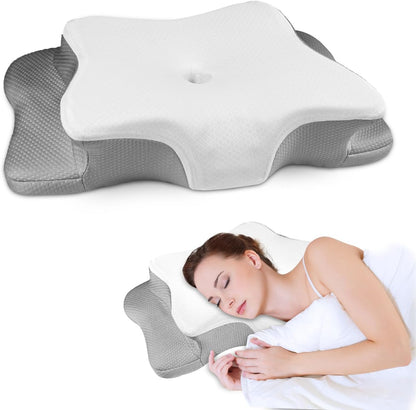 Pain Relief Cervical Pillow for Neck Support, Adjustable Ergonomic Pillow | Cozy Sleeping, Odorless Orthopedic Memory Foam Pillow, Contour Bed Pillow for Side Back Stomach Sleeper