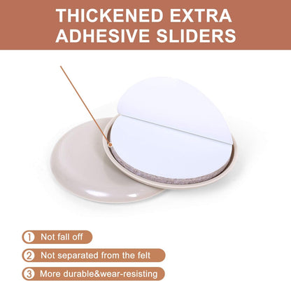 Ezprotekt 16 Pack Self-Stick Furniture Chair Leg Sliders for Carpet, 2-1/8" Self-Adhesive Round Furniture Movers Sliders, Carpet Chairs Furniture Glides, Carpet Moving Sliders Easily Move (Beige)