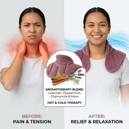Herbal Concepts Neck Heating Pad & Shoulder Wrap | Microwave Heating Pad with 12 Herbs Aromatherapy| Cordless Heating pad, Blue