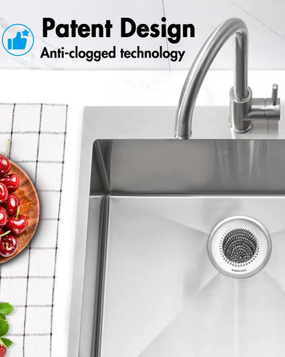 Kitchen Sink Drain Strainer,Patented Reversible Chain Mesh Basket Anti-Clog | Revolutionary Sink Strainer，Easy Clean，Fast Drainage，304 Stainless Steel Rust-Proof，4.4" Large Capacity Food Catcher，Handmade