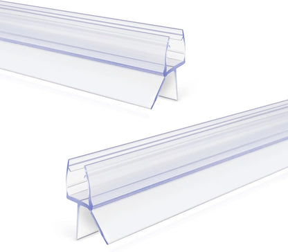 Frameless Shower Door Bottom Seal Strip for 3/8"(10mm) Thick Glass, Super Clear 36 Inch Long 2PCS Shower Door Seal, to Water Block