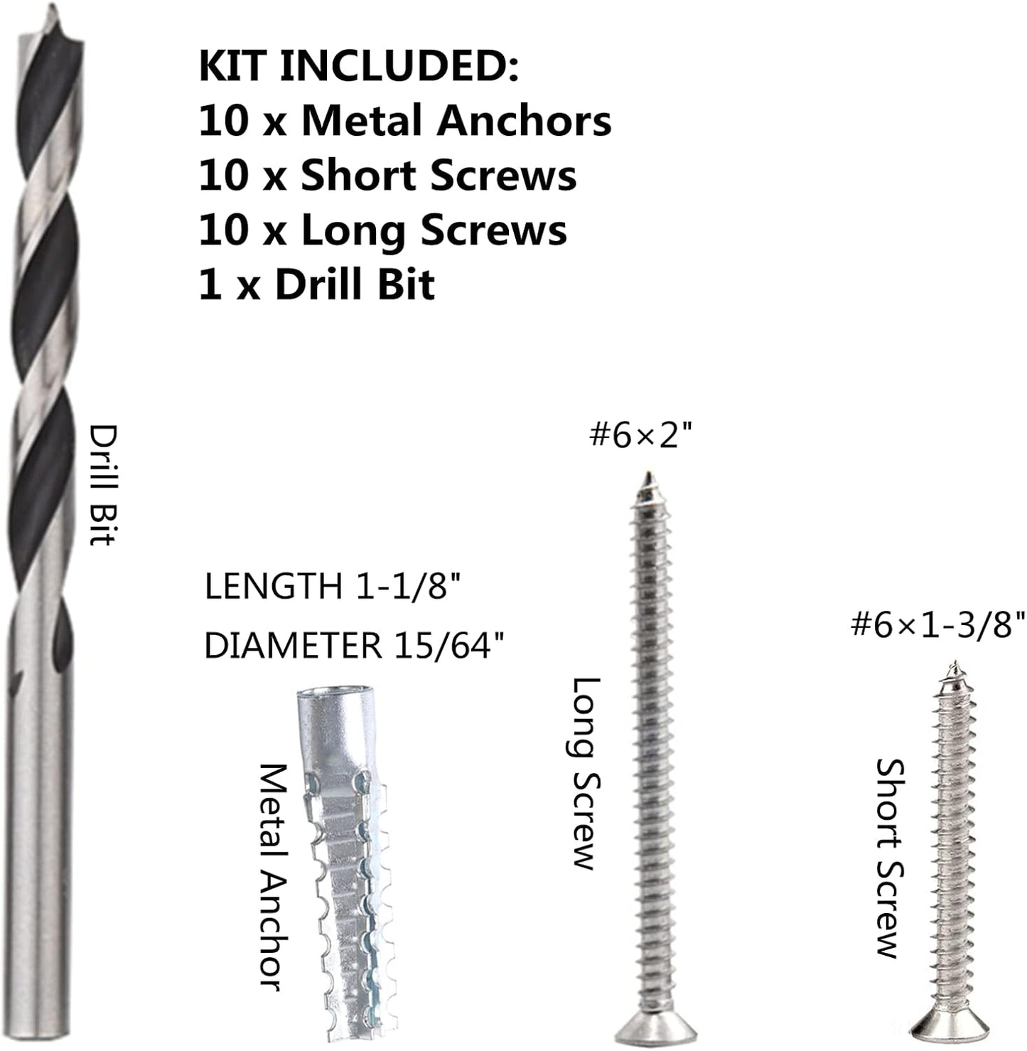 Screw Door Security Hardware Reinforcement Jamb Repair Kit - Terrific Solution for Stripped Door Hinge, Damaged Screw Repair (Black)