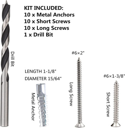 Screw Door Security Hardware Reinforcement Jamb Repair Kit - Terrific Solution for Stripped Door Hinge, Damaged Screw Repair (Black)