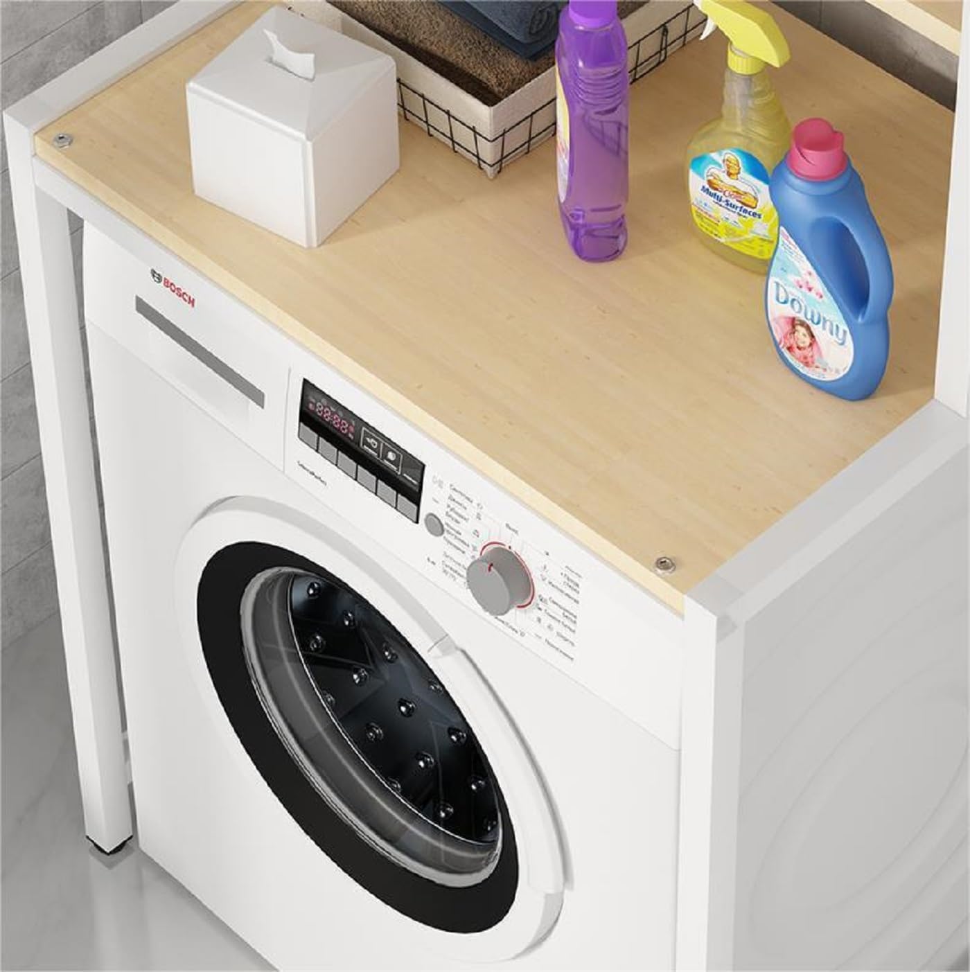 3 Tier Wooden Over The Washer and Dryer Storage Shelf, Bathroom Shelf Washing Machine Storage Shelves Utility Rack Freestanding Laundry Drying Rack Heavy Duty for Bathroom