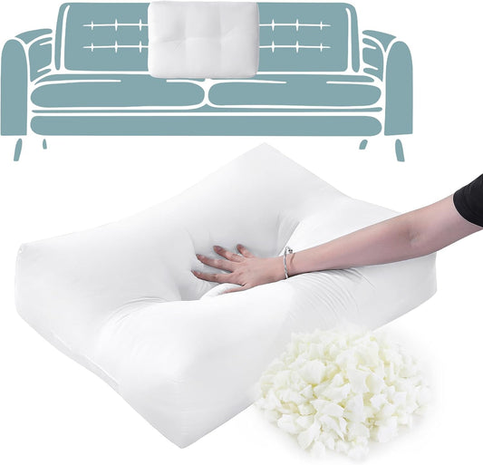 HOMBYS Shredded Foam Sofa Back Cushions, Supportive Back Cushion Replacement for Couch, Stuffing Filling Lumbar Support Pillow for Couch, Bed, Floor, (27.5"x18"x5")