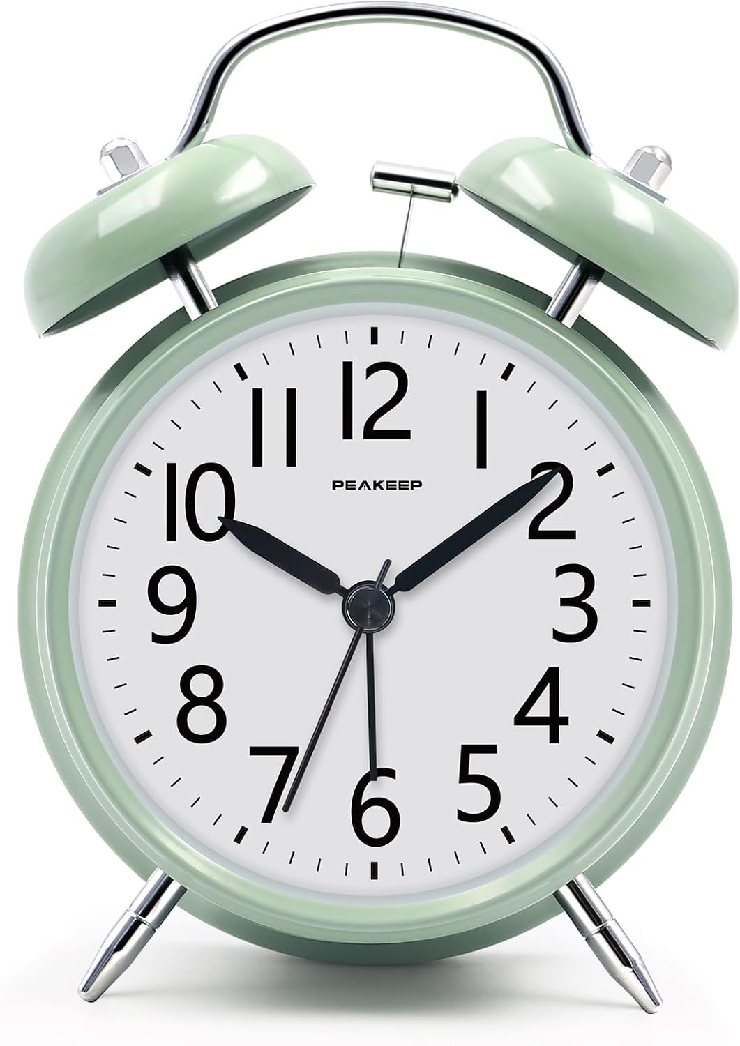 Peakeep Loud Alarm Clock for Heavy Sleepers Adults, Metal 4.5 Inches | Twin Bell Battery Operated Analog Alarm Clocks for Bedrooms Kids' Room Decoration (Jewel Blue)