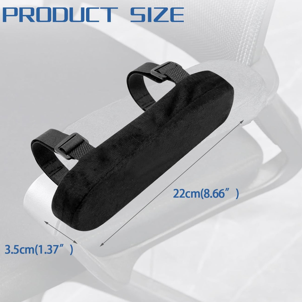 Thick Memory Foam Office Chair Armrest Pads,2PCS Ergonomic Armrest Covers for Elbow Support, Pressure Relief & Pain Relief - Universal Fit for Gaming Chairs, Computer Desk Chairs