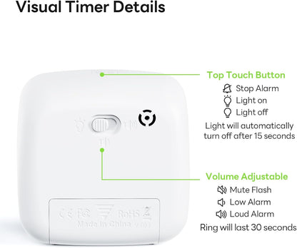 Yunbaoit Visual Timer with Night Light, 60 Minute Countdown, Light Blue | 3 Alarm Modes, Mute Flash, for Kids and Adults, Time Management Tool for Classroom, Home, School, and Work